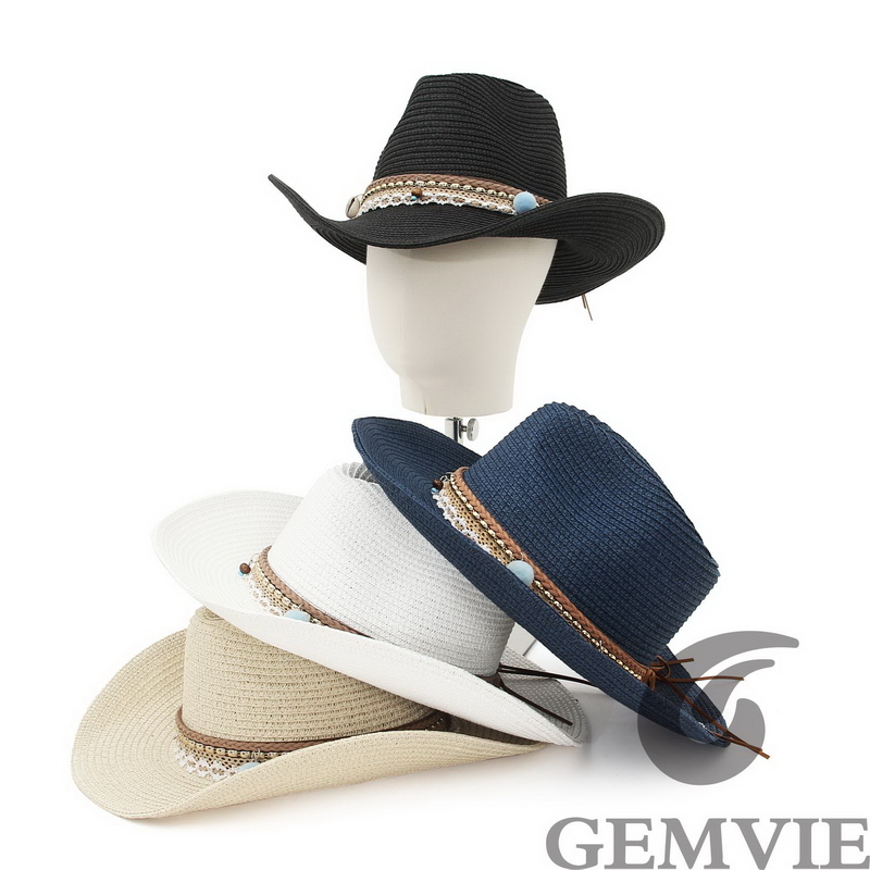 Cowboy Hat Straw - GEMVIE 4-Farbiger Retro Outdoor Frühling Sommer