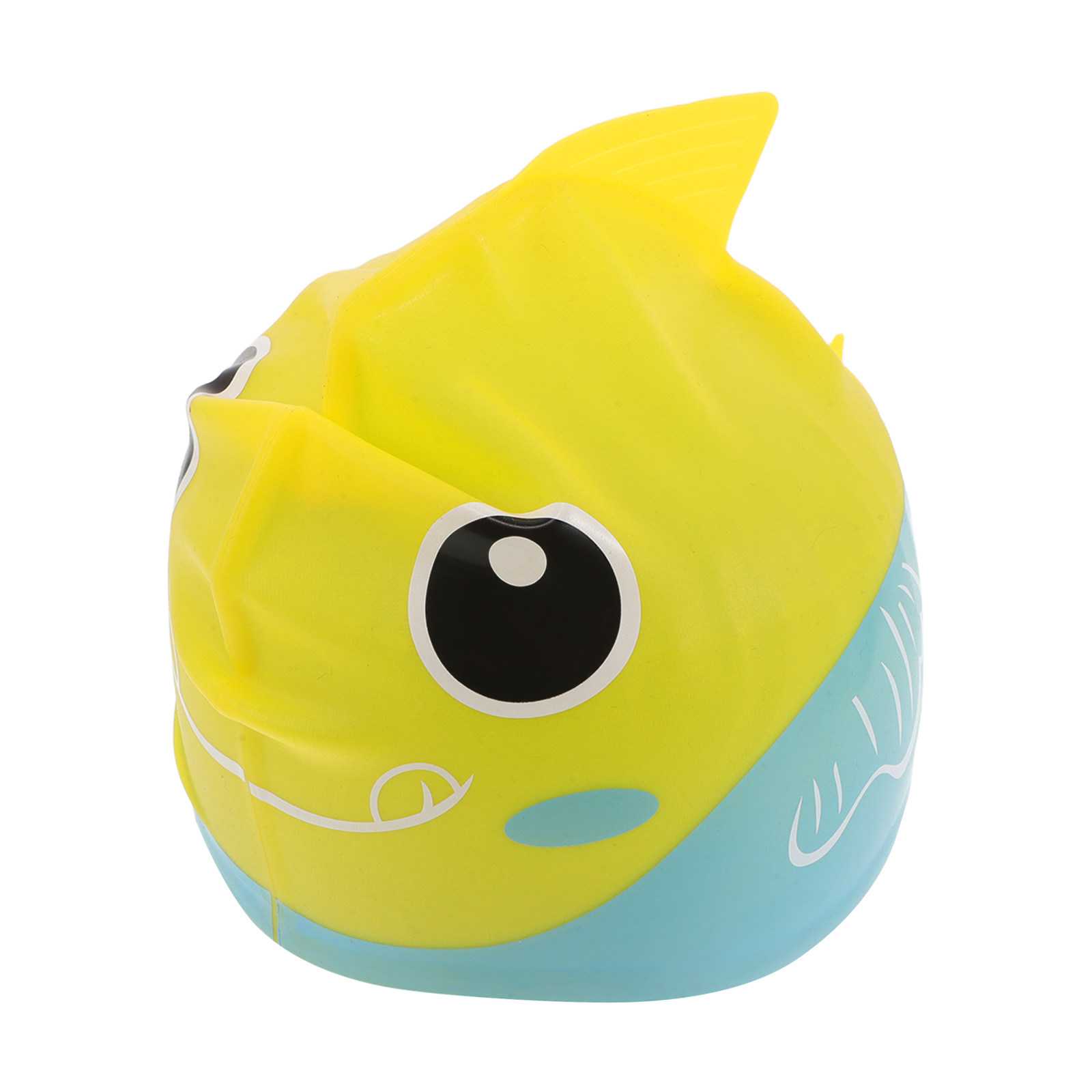 Swim Hat Silicone - Silikon-Badekappe mit Cartoon-Fischmuster, wasserdicht, mit Ohrenschutz,